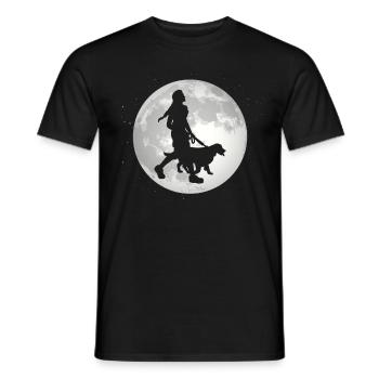Full moon - woman with dog - - Men's T-Shirt - black - Front - AI Model Male 178 light (178cm)