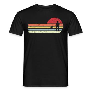 Soleil et lignes rétro - Pêche - - T-shirt homme - noir - Devant - AI Model Male 178 light (178cm)