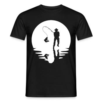 Circle and reflection - Fishing - - Men's T-Shirt - black - Front - AI Model Male 178 light (178cm)