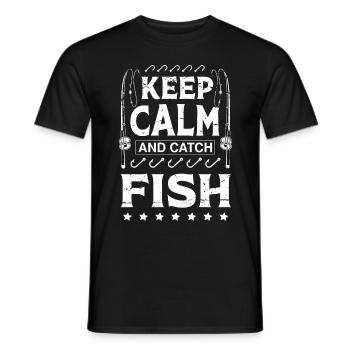 Ruhig bleiben und Fische fangen - (2) - Männer T-Shirt - Schwarz - Vorne - AI Model Male 178 light (178cm)