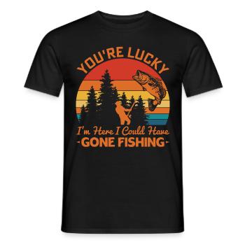 Tu as de la chance que je sois là, j’aurais pêché - T-shirt homme - noir - Devant - AI Model Male 178 light (178cm)