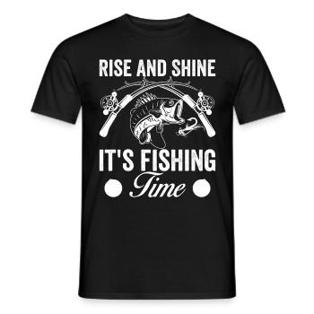 Steh auf und glänze, es ist Zeit zum Fischen - - Männer T-Shirt - Schwarz - Vorne - AI Model Male 178 light (178cm)