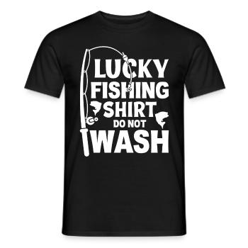 Ne lavez pas la chemise de pêcheur chanceux 6 - - T-shirt homme - noir - Devant - AI Model Male 178 light (178cm)