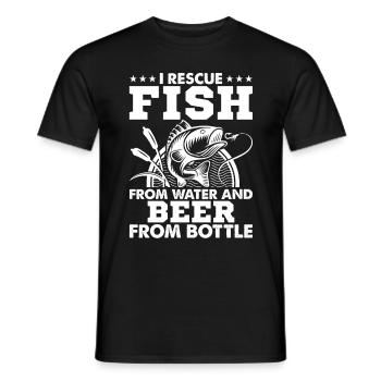 Je sauve les poissons de l’eau et la bière du F - T-shirt homme - noir - Devant - AI Model Male 178 light (178cm)