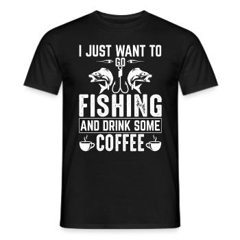 Je veux juste aller à la pêche et boire un café. - T-shirt homme - noir - Devant - AI Model Male 178 light (178cm)