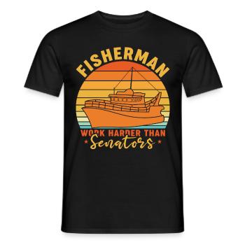 Les pêcheurs travaillent plus fort que les sénateurs... - T-shirt homme - noir - Devant - AI Model Male 178 light (178cm)