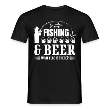 Fishing and beer What else is there - - Men's T-Shirt - black - Front - AI Model Male 178 light (178cm)