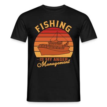 Fishing is my anger management 1 - - Men's T-Shirt - black - Front - AI Model Male 178 light (178cm)