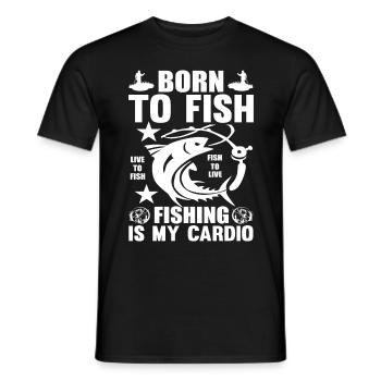 Born to fish Fishing is my heartbeat - - Men's T-Shirt - black - Front - AI Model Male 178 light (178cm)