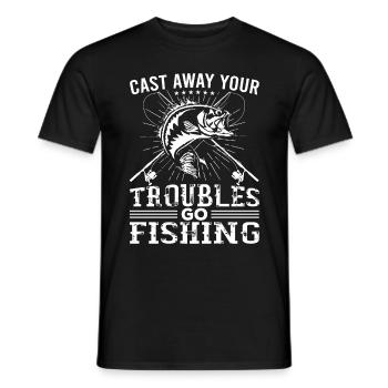 Throw away your worries and go fishing - - Men's T-Shirt - black - Front - AI Model Male 178 light (178cm)