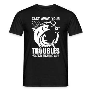 Throw away your worries, go fishing 1 - - Men's T-Shirt - black - Front - AI Model Male 178 light (178cm)