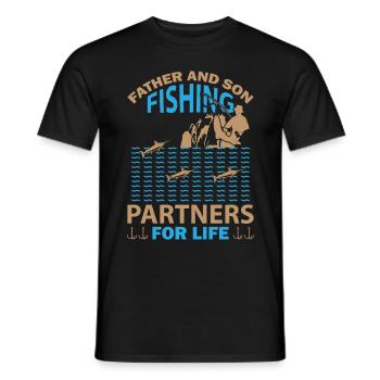 Vater und Sohn als Angelpartner fürs Leben - - Männer T-Shirt - Schwarz - Vorne - AI Model Male 178 light (178cm)
