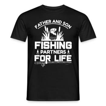 Vater und Sohn Angeln Partner für das Leben 2 - - Männer T-Shirt - Schwarz - Vorne - AI Model Male 178 light (178cm)