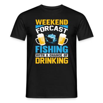 Prévisions de week-end pêche avec une chance de tri - T-shirt homme - noir - Devant - AI Model Male 178 light (178cm)
