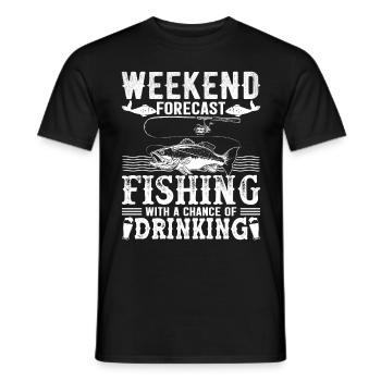 Prévisions de week-end pêche avec une chance de boire - T-shirt homme - noir - Devant - AI Model Male 178 light (178cm)