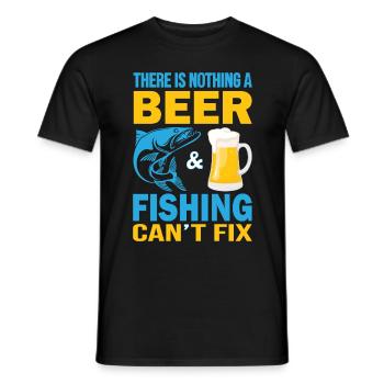 There's nothing a beer and fishing can't do - Men's T-Shirt - black - Front - AI Model Male 178 light (178cm)