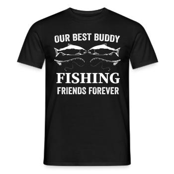 Our best buddy fishing friends forever - - Men's T-Shirt - black - Front - AI Model Male 178 light (178cm)