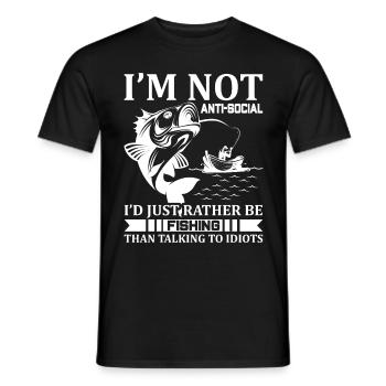 I'm not antisocial, I'd just rather fish - Men's T-Shirt - black - Front - AI Model Male 178 light (178cm)