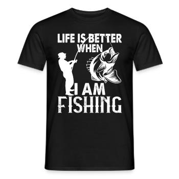 Life is better when I'm fishing - - Men's T-Shirt - black - Front - AI Model Male 178 light (178cm)