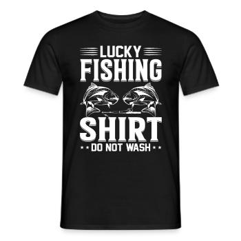 Ne lavez pas Lucky Fishing Shirt 1 - - T-shirt homme - noir - Devant - AI Model Male 178 light (178cm)