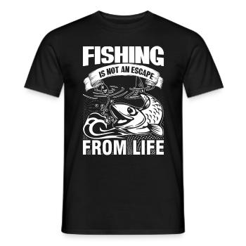 Angeln ist keine Flucht vor dem Leben -. - Männer T-Shirt - Schwarz - Vorne - AI Model Male 178 light (178cm)