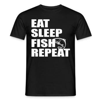 Eat Sleep Fish Repetition - - Men's T-Shirt - black - Front - AI Model Male 178 light (178cm)