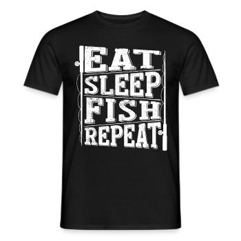 Manger du sommeil Poisson Répéter 2 - - T-shirt homme - noir - Devant - AI Model Male 178 light (178cm)