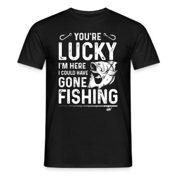 Tu as de la chance que je sois là, j’aurais pêché - T-shirt homme - noir - Devant - AI Model Male 178 light (178cm)