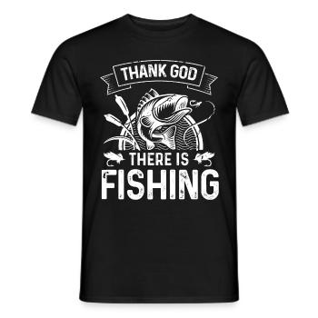 Thank goodness there is fishing - Men's T-Shirt - black - Front - AI Model Male 178 light (178cm)