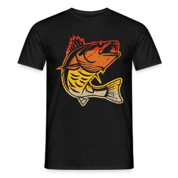 Retro fish - Men's T-Shirt - black - Front - AI Model Male 178 light (178cm)
