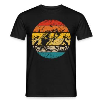 Retro fishing - Men's T-Shirt - black - Front - AI Model Male 178 light (178cm)
