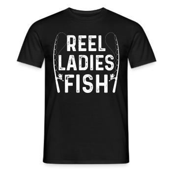 Moulinet Femmes Poissons - T-shirt homme - noir - Devant - AI Model Male 178 light (178cm)