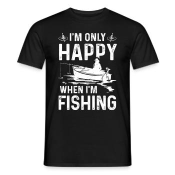 I'm only happy when I fish - Men's T-Shirt - black - Front - AI Model Male 178 light (178cm)