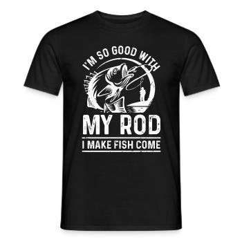 Ich bin so gut mit meiner Rute, dass die Fische ko - Männer T-Shirt - Schwarz - Vorne - AI Model Male 178 light (178cm)