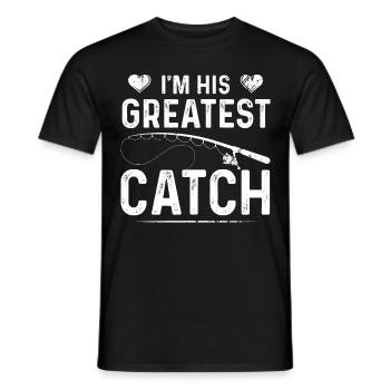 I am his biggest catch - Men's T-Shirt - black - Front - AI Model Male 178 light (178cm)