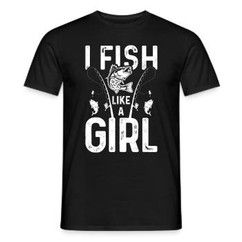 I fish like a girl - Men's T-Shirt - black - Front - AI Model Male 178 light (178cm)