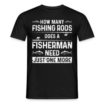How many fishing rods does an angler need? - Men's T-Shirt - black - Front - AI Model Male 178 light (178cm)
