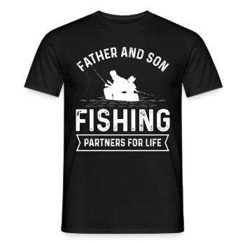 Father and son fish as partners for life - Men's T-Shirt - black - Front - AI Model Male 178 light (178cm)