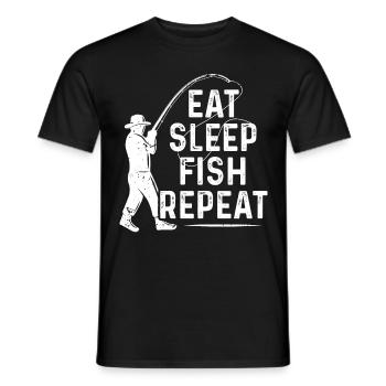 Manger dormir Pêche Répéter - T-shirt homme - noir - Devant - AI Model Male 178 light (178cm)