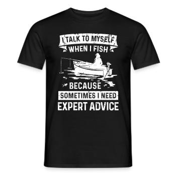Ich rede mit mir selbst, wenn ich fische, weil ich - Männer T-Shirt - Schwarz - Vorne - AI Model Male 178 light (178cm)