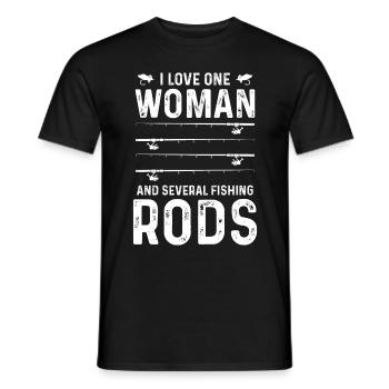 I love a woman and several fishing rods - Men's T-Shirt - black - Front - AI Model Male 178 light (178cm)