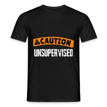 Caution Unsupervised 4 - Männer T-Shirt - Schwarz - Vorne - AI Model Male 178 light (178cm)