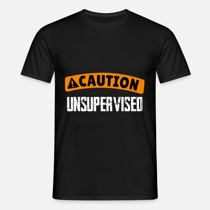 Caution Unsupervised 4 - Men's T-Shirt - black