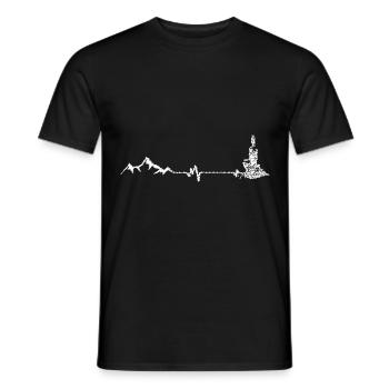 Herzschlag - Wein - Berg - (5) - Männer T-Shirt - Schwarz - Vorne - AI Model Male 178 light (178cm)