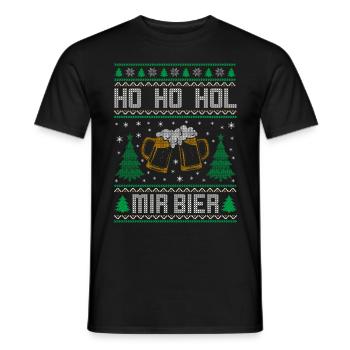 HO HO HOL MIR BIER | Ugly Christmas Weihnachten - Männer T-Shirt - Schwarz - Vorne - AI Model Male 178 light (178cm)