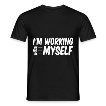 Je travaille sur, pour, par moi-même - T-shirt homme - noir - Devant - AI Model Male 178 light (178cm)