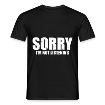Désolé, je n’écoute pas 30 - T-shirt homme - noir - Devant - AI Model Male 178 light (178cm)