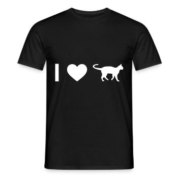 I heart and cat - - Men's T-Shirt - black - Front - AI Model Male 178 light (178cm)