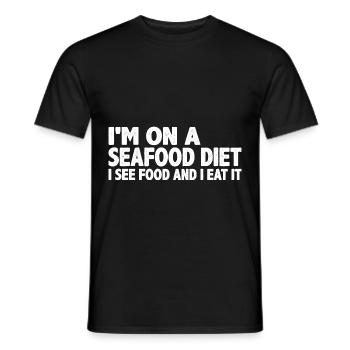 Je suis au régime de fruits de mer, je vois de la nourriture et je la mange 4 - T-shirt homme - noir - Devant - AI Model Male 178 light (178cm)