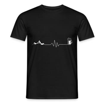 Bier - Herzschlag - Berg - (2) - Männer T-Shirt - Schwarz - Vorne - AI Model Male 178 light (178cm)
